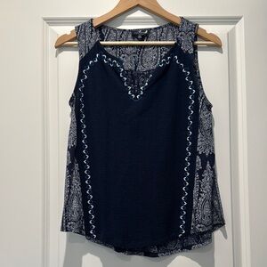Lucky Navy Blue Paisley Women's Top